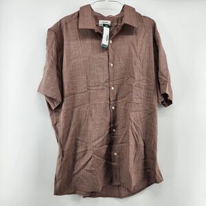 Julian & Mark Men's Brown XXL Short Orange Geometric Collared Short Sleeve Shirt